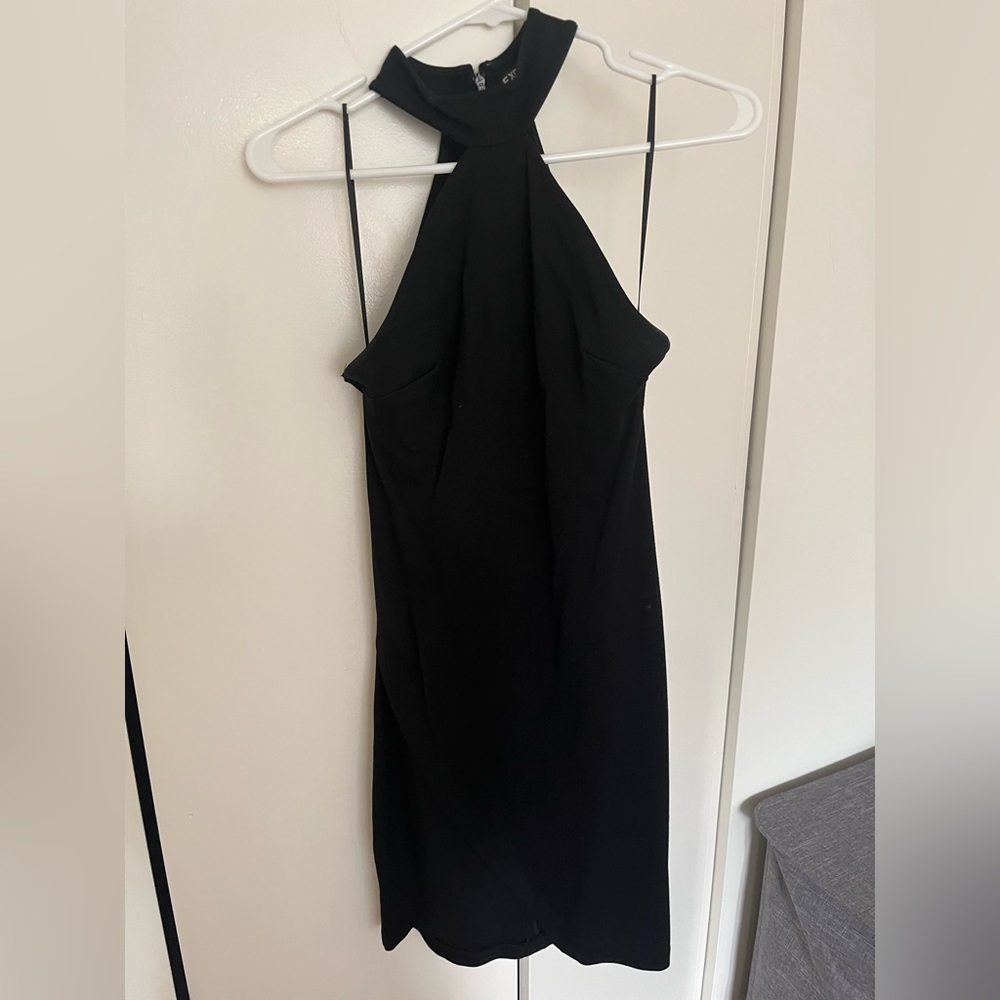 Express Black High Neck Asymmetrical Dress